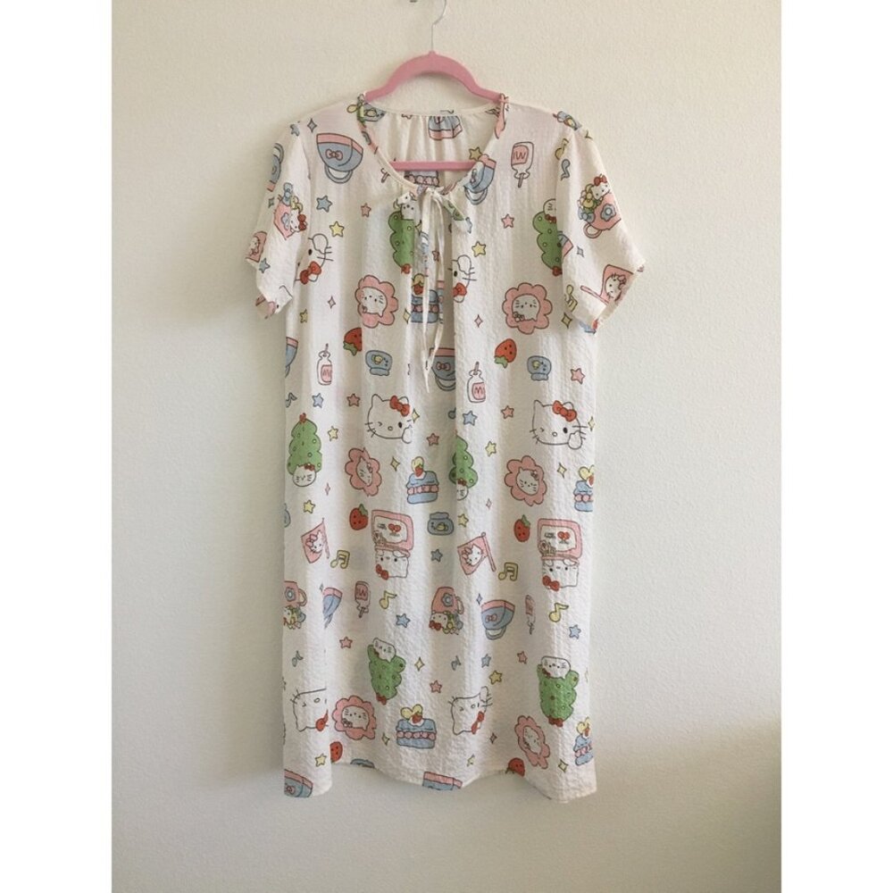 Hello Kitty Pajama Dress Summer Lounge Wear One Size